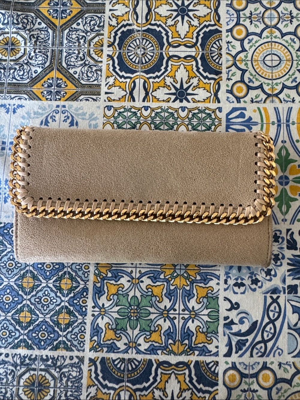 Stella McCartney Falabella Shaggy Deer Flap Continental Wallet – Light Beige
